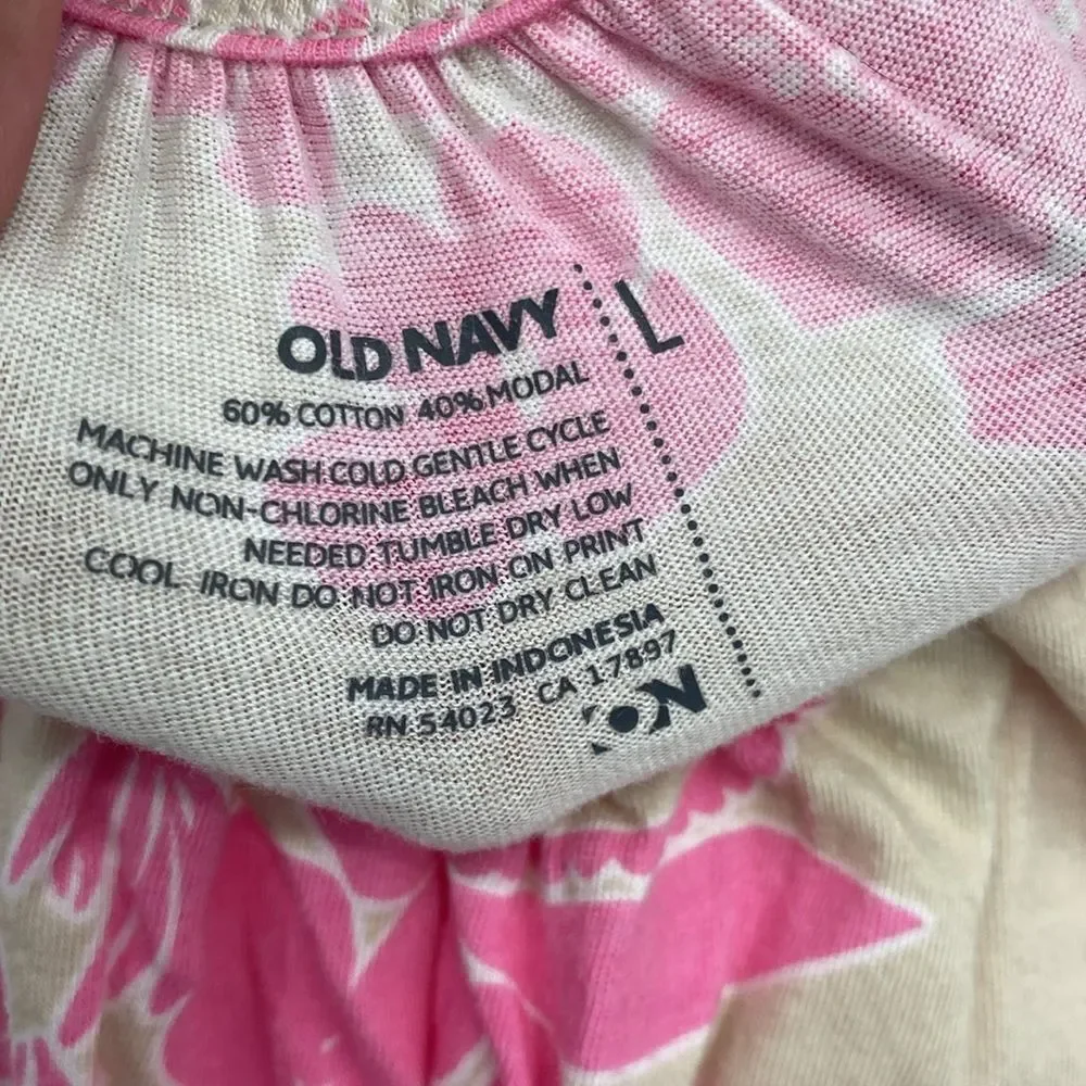 Old Navy Tan Pink Floral Flowy Tank Top Large